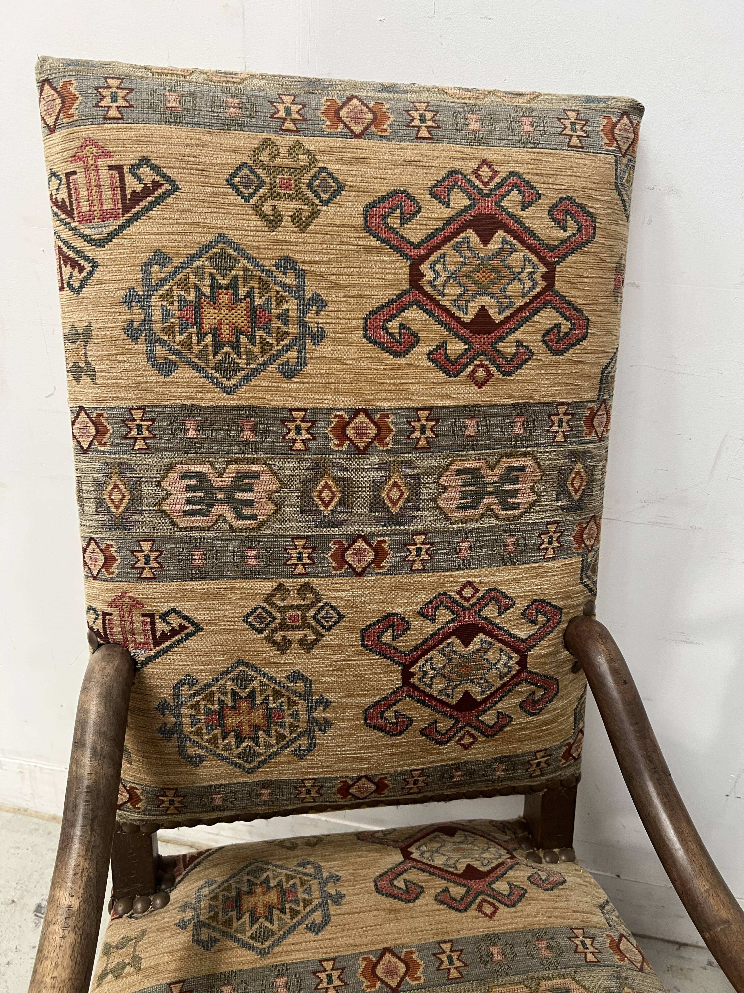 Set of four Louis XIII style high-back armchairs, 20th century.