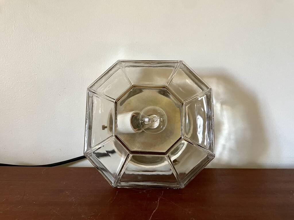 Smoked glass ceiling light ISMOS Italy 1970