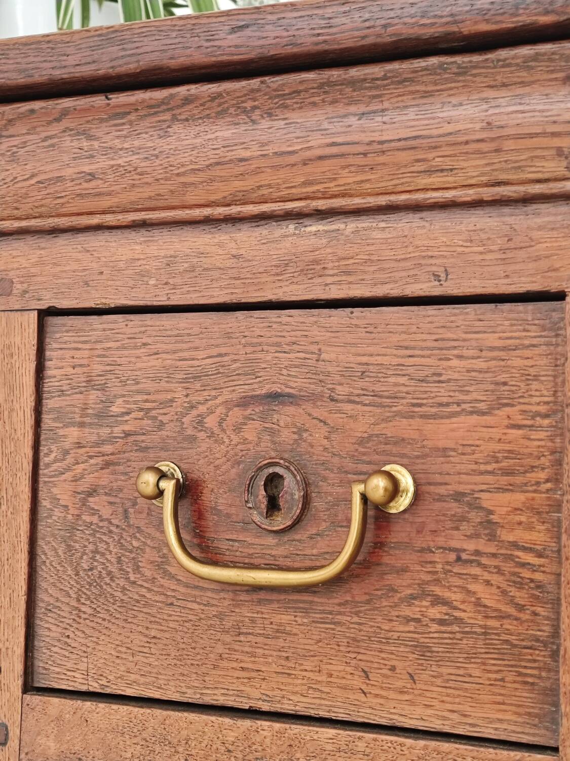 Antique solid wood workbench, dough cabinet from the 18th century.