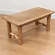 Natural wood farmhouse coffee table – country style, dowel stretcher – 99 cm