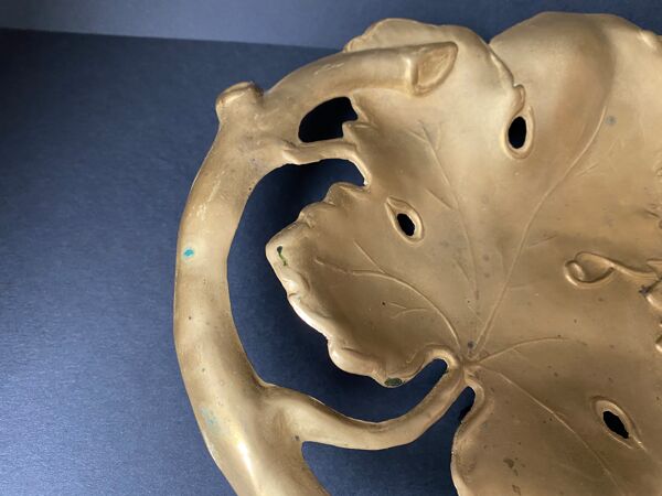 Vide-poches en bronze feuilles de vigne vintage art nouveau