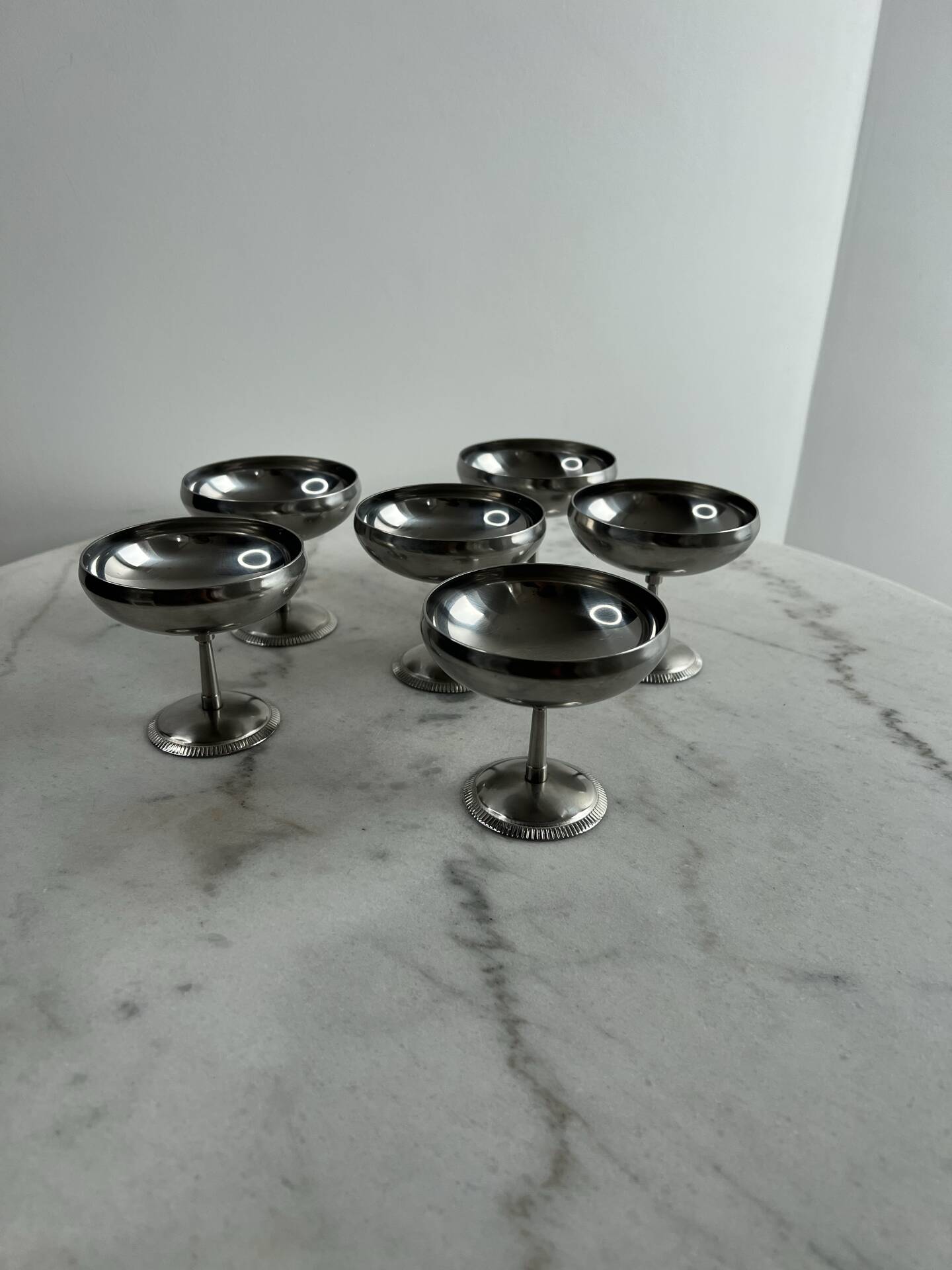 Lot de 6 coupes à champagne en inox Letang Rémy