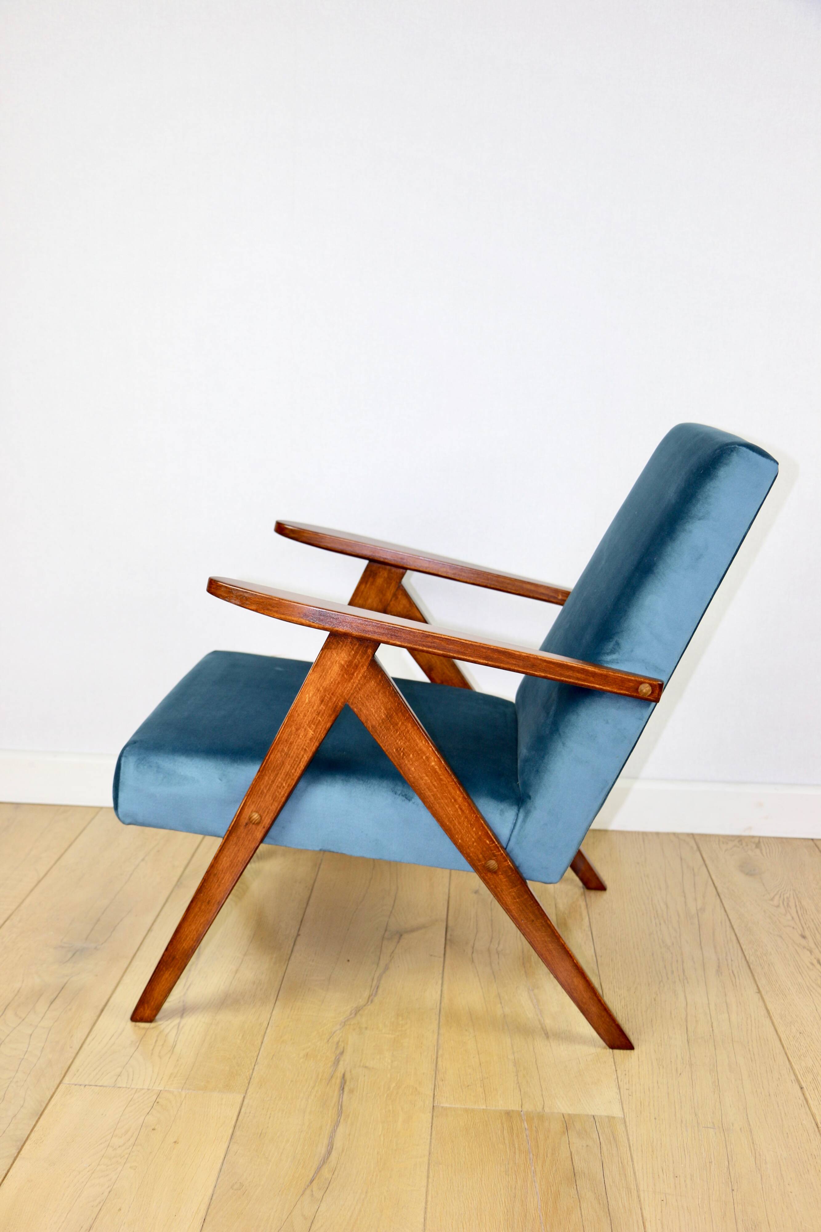 Fauteuil B-310 VAR en velours bleu mer - 2 pièces disponibles