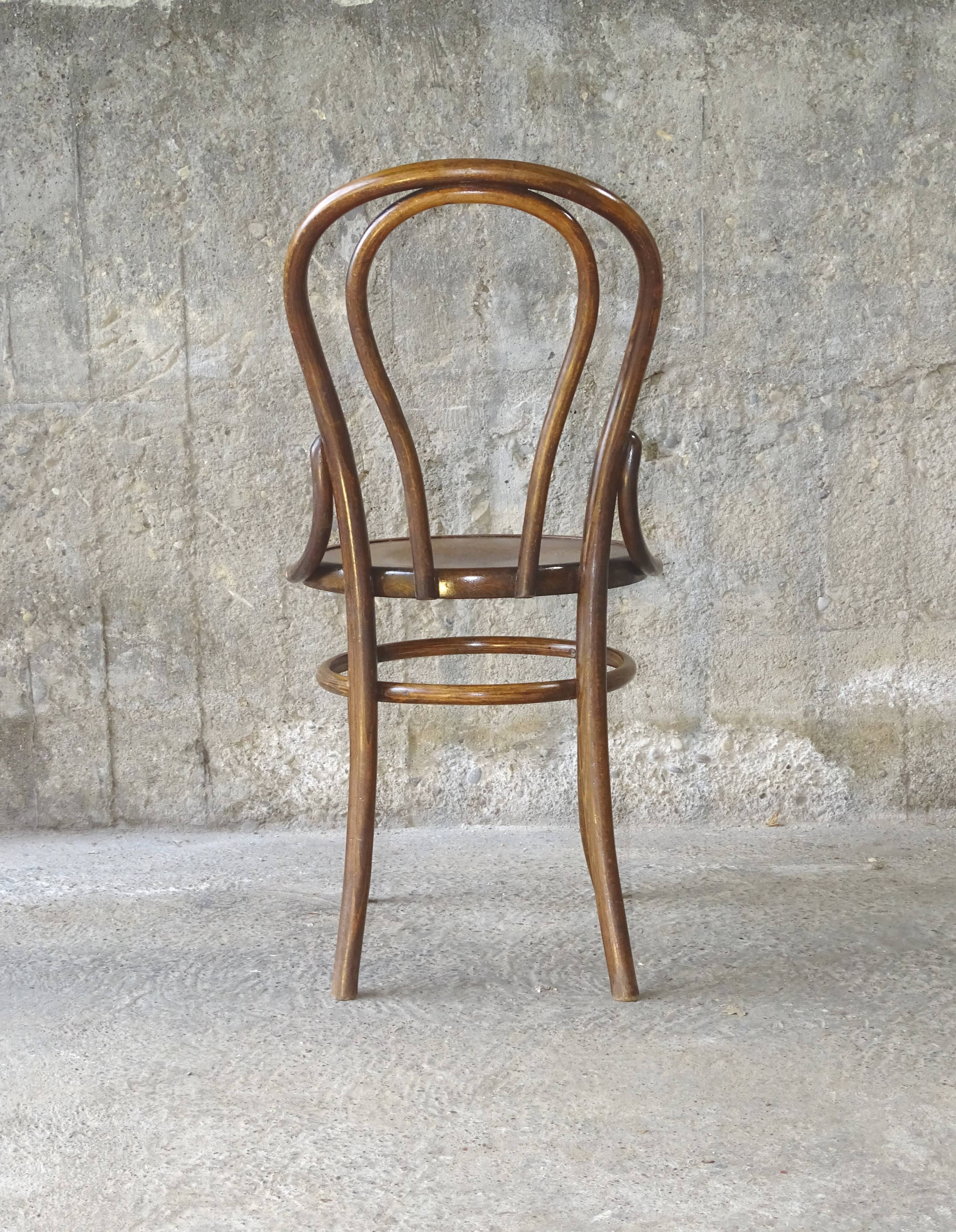 Fischel bistro chairN°18 wooden seat Art Nouveau, circa 1900