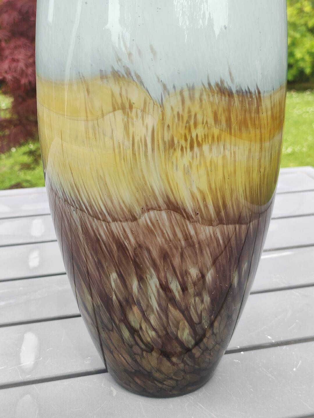 Large Cylindrical Vase in Murano Blown Art Glass/Gold Glitter