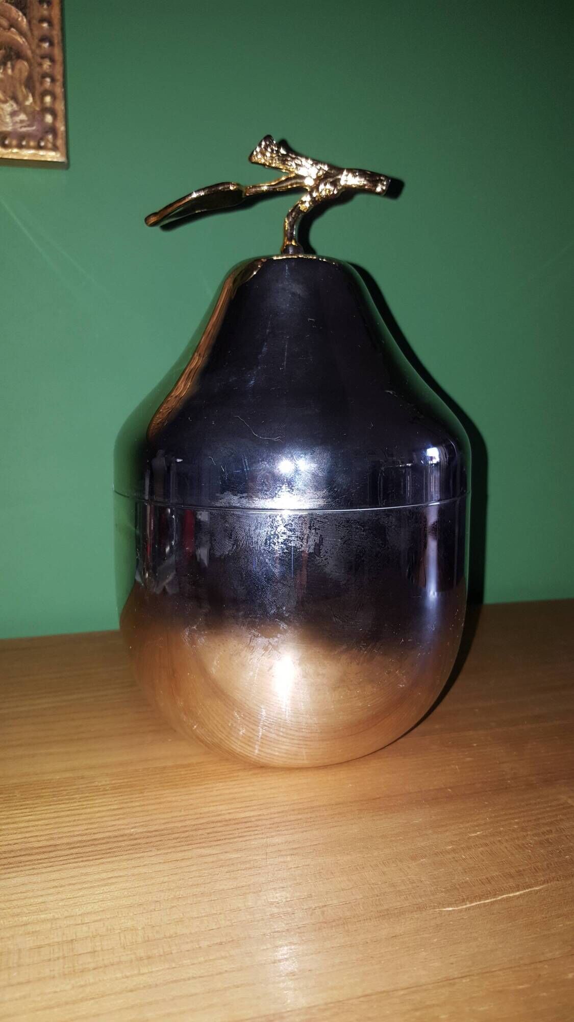 Vintage pear ice bucket in silver plated metal (silver plate)