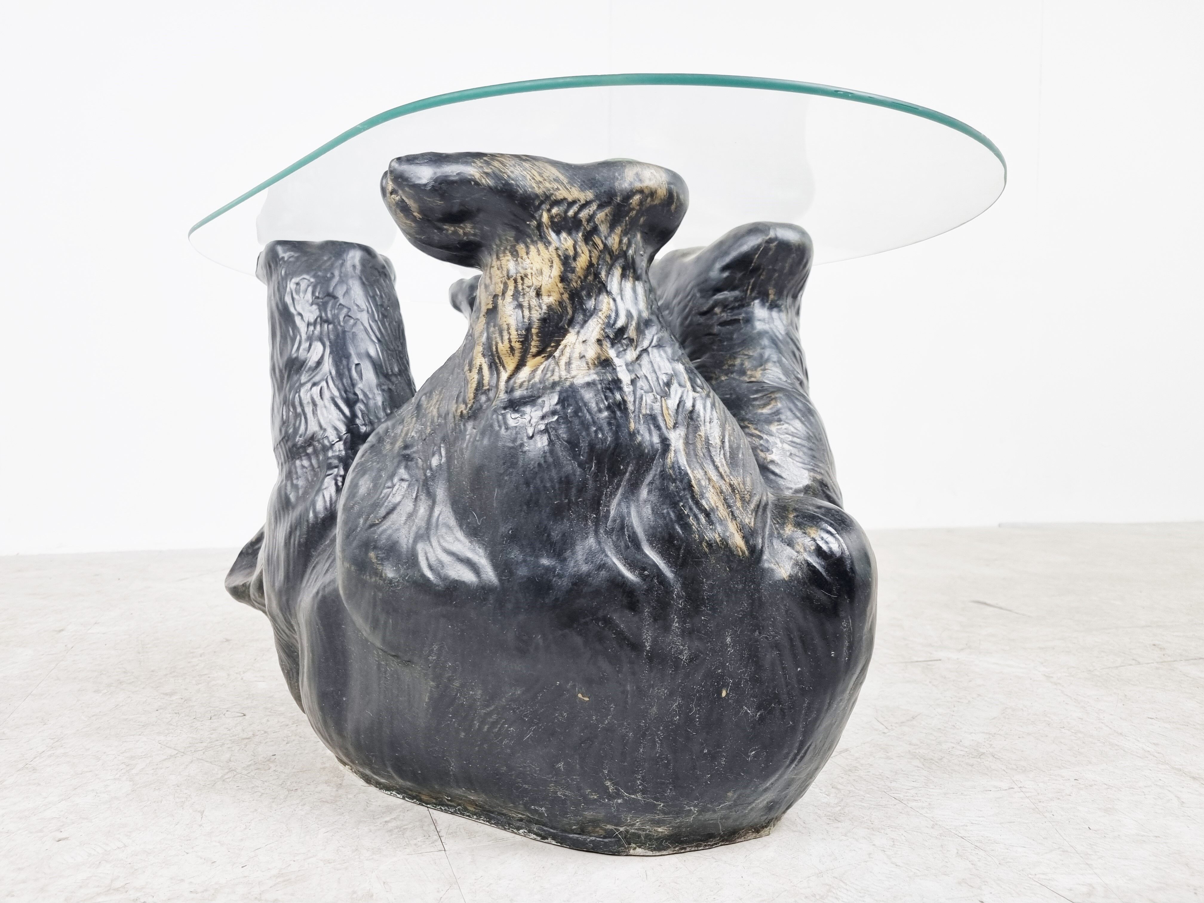 Sculptural black bear coffee table, 1970s