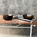 Top in smoked glass and steel