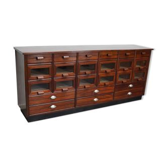 Vintage Dutch Beech and Mahogany Haberdashery Shop Cabinet, 1940s