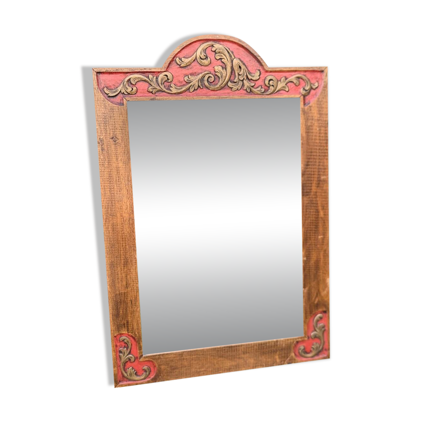 Painted Wood Mirror 20th Century Glass 79 x 54 cm