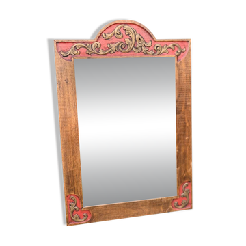 Painted Wood Mirror 20th Century Glass 79 x 54 cm