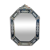 Miroir Louis XIV Régence à parcloses verre gravé Italie