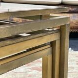 Set of 3 brass nesting tables by Guy Lefevre for Maison Jansen
