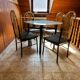 Vintage brass and black wood dining set, 1970s, set of 5