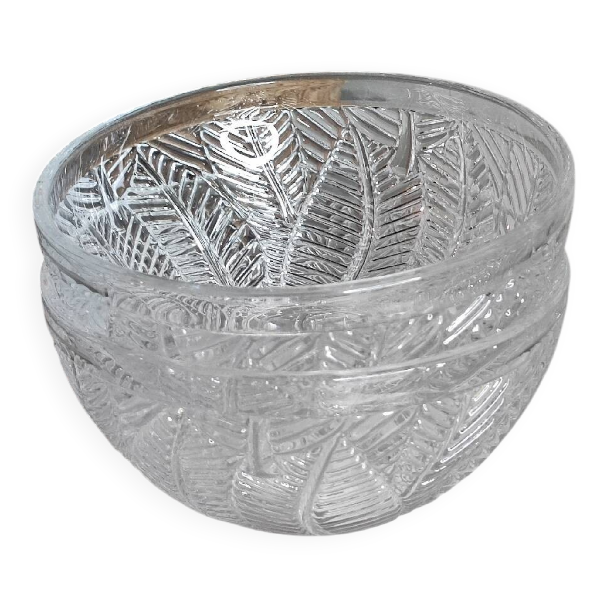 Cut glass bowls with foliage patterns