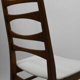 Chaise vintage hellerau en teck et skai blanc 1960 suede