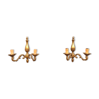 Pair of French vintage wall bronze sconces