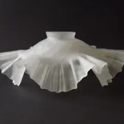 French Vintage 1930s Patterned White Frilled Glass Shade - Art Deco Lightin