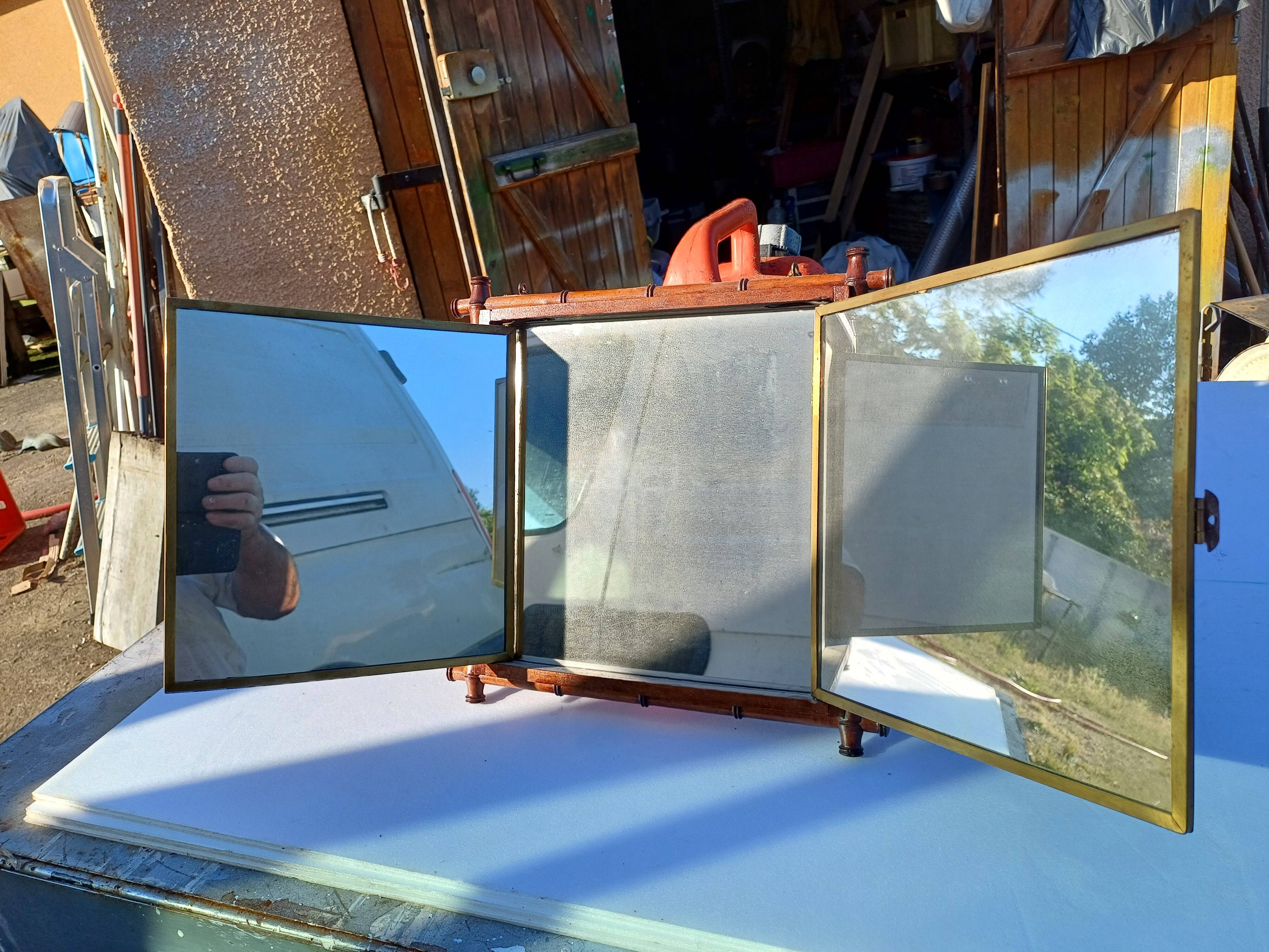 Miroir Triptyque 1876 : L.B