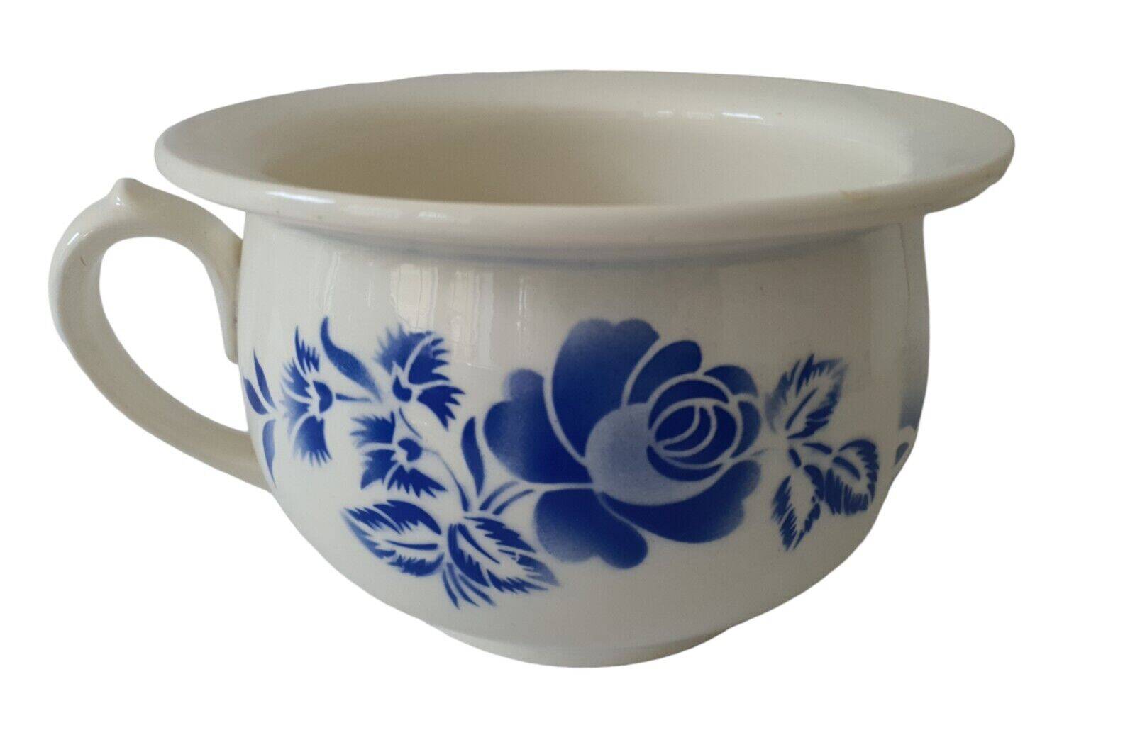 Ancien Pot de Chambre Digoin & Sarreguemines 9334 Floral Bleu