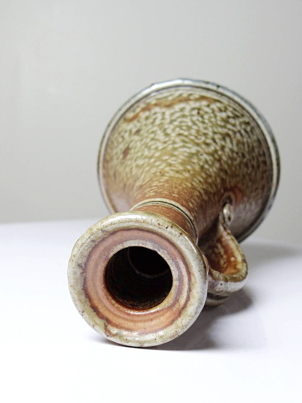 Vintage candlestick or soliflore in glazed stoneware signed Le Don.