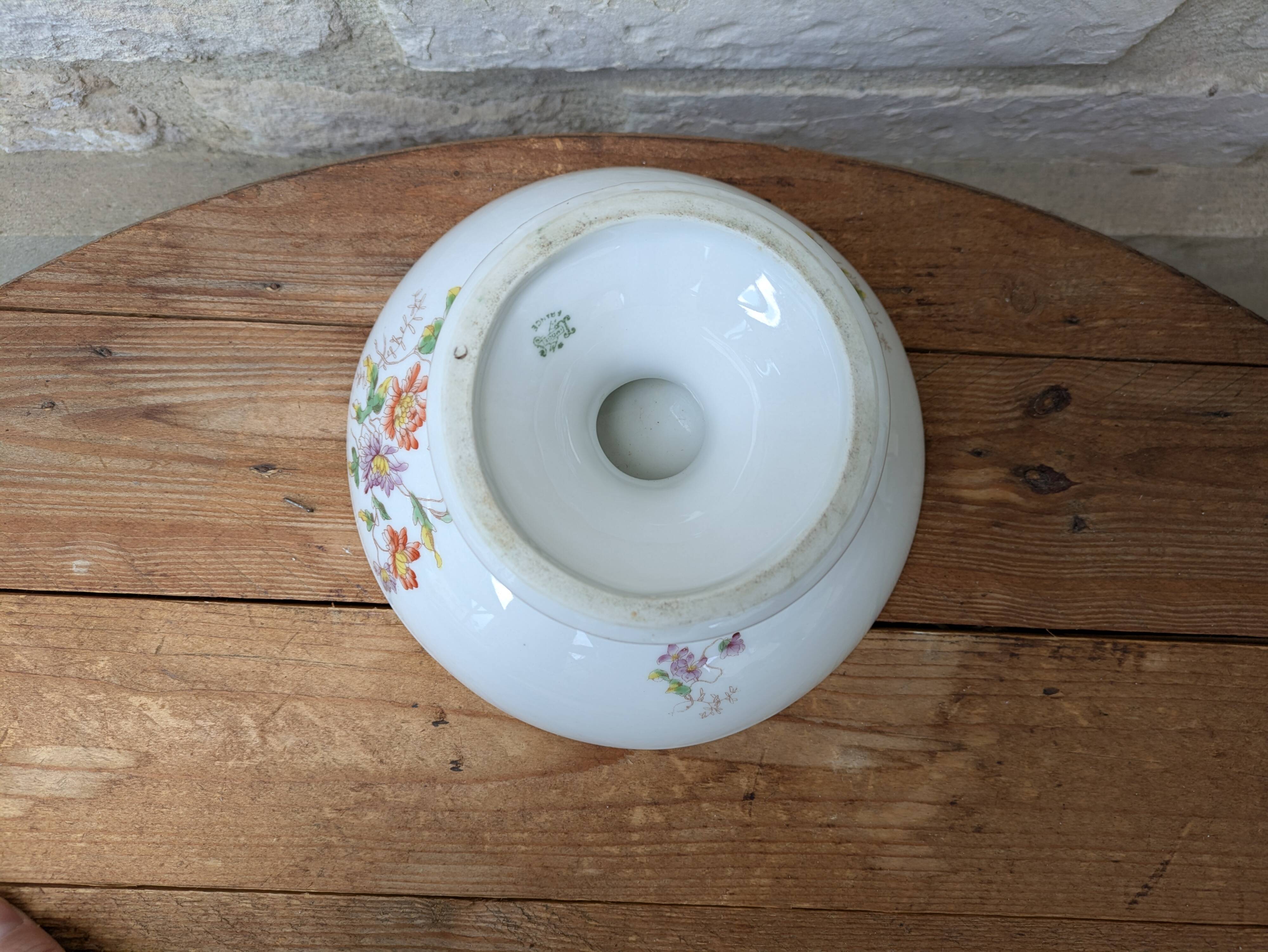 Old Limoges porcelain compote serving dish on pedestal