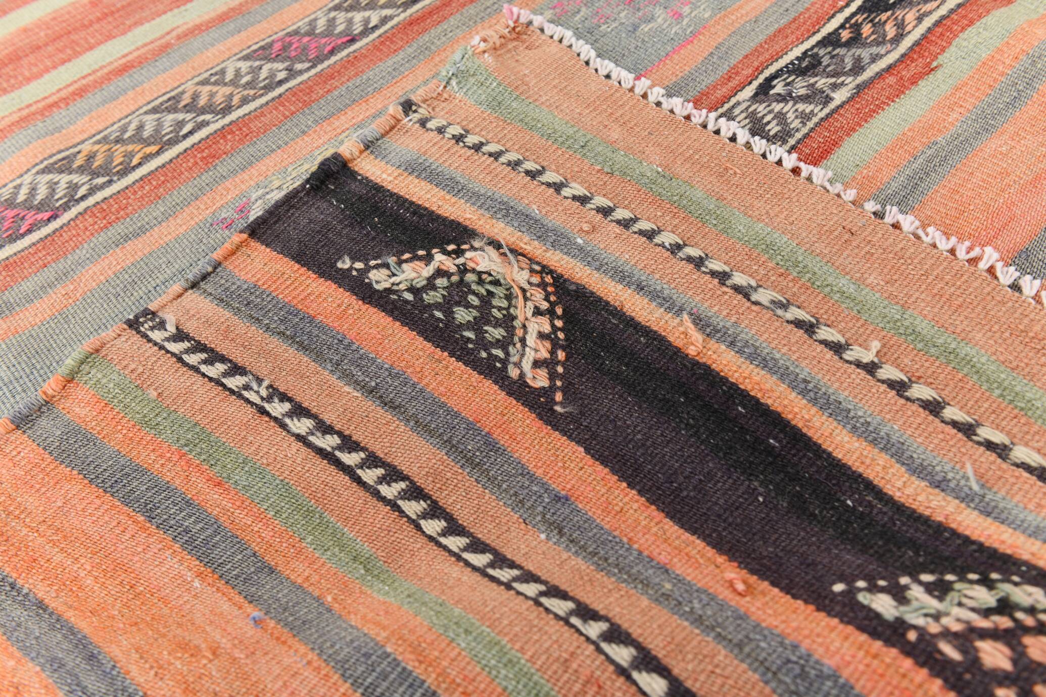 5x9 Rug For Living Room Salmon Green Kilim Rug, 145x288Cm