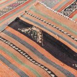 5x9 Rug For Living Room Salmon Green Kilim Rug, 145x288Cm