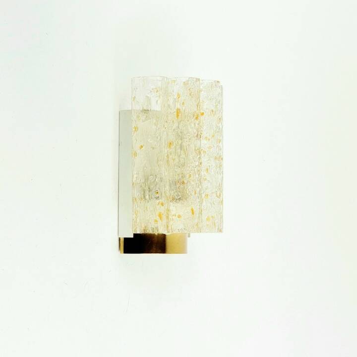 Mid-Century Ice Glass Wall Light from Doria Leuchten, Germany, 1960s