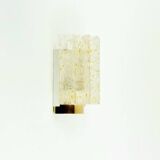 Mid-Century Ice Glass Wall Light from Doria Leuchten, Germany, 1960s