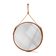 Handmade J. Adnet style mirror in tan color veg-tanned leather, ø 70 cm