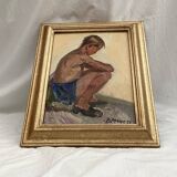 Oil painting on cardboard signed dimensions: height -42cm- width -33cm-
