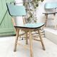 Set of 2 wooden and water green Formica chairs