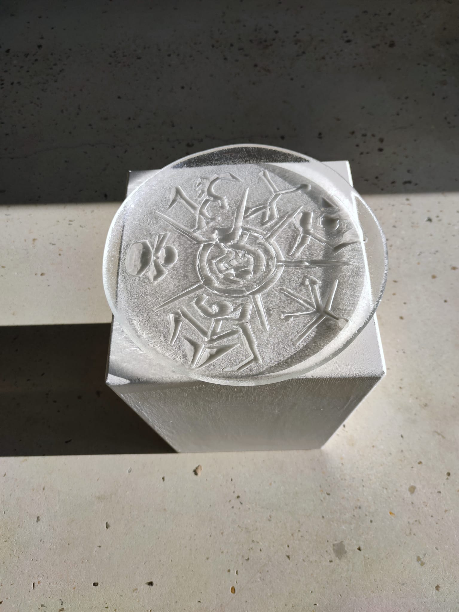 Glass dish by Arnaldo Pomodoro Ars D Milano