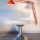 Lampe d'architecte Ledu orange, France 1970