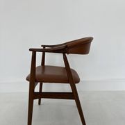 Teak Armchair in Brown Leather by Th. Harlev, 1960s