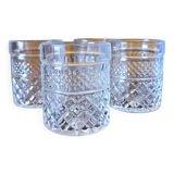 Verres à whisky en verre ciselé type pointe de diamant (lot de 4 + 1 gratuit)