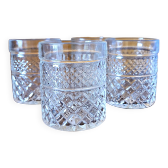Chiseled diamond-point glass whiskey glasses (set of 4 + 1 free)
