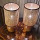 pair of Scandinavian wooden ball bedside lamps elec ok 32x14