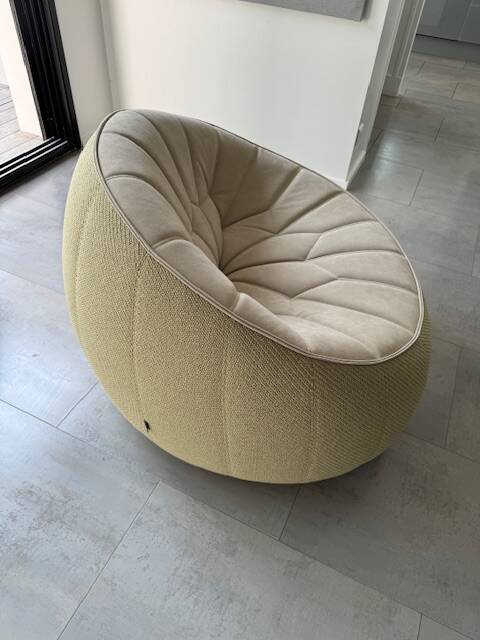 Cinna swivel armchair ottoman model - new condition - alcantara and fabric