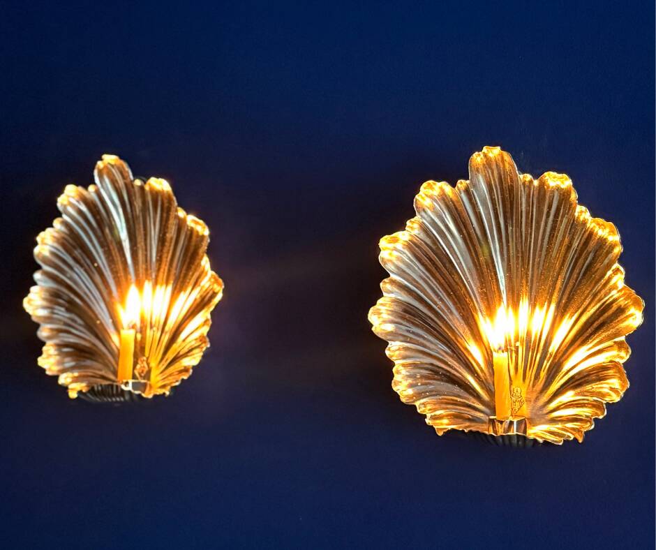 Paire d’appliques argentées, coquille Rococo, Angleterre 1879