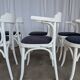Ensemble de 6 chaises de salle à manger vintage en bois courbé blanc / fauteuil de style Thonet des années 1970