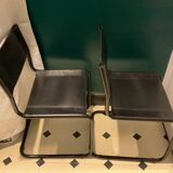 2 chaises   en cuir  style bauhaus