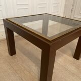 Brown laqué steel coffee table, Belgium, 1980