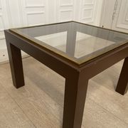 Brown laqué steel coffee table, Belgium, 1980