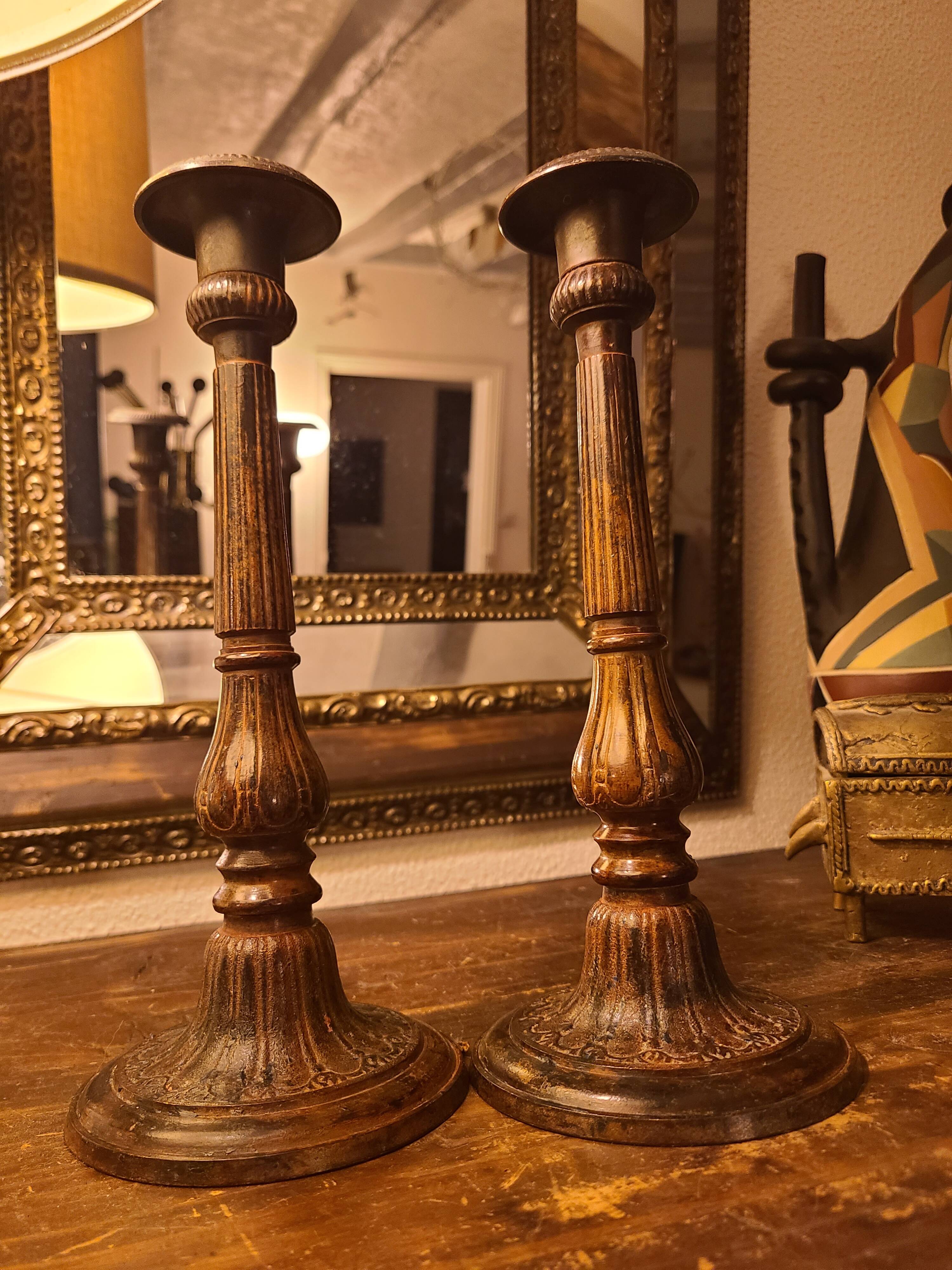 Antique bronze candlesticks