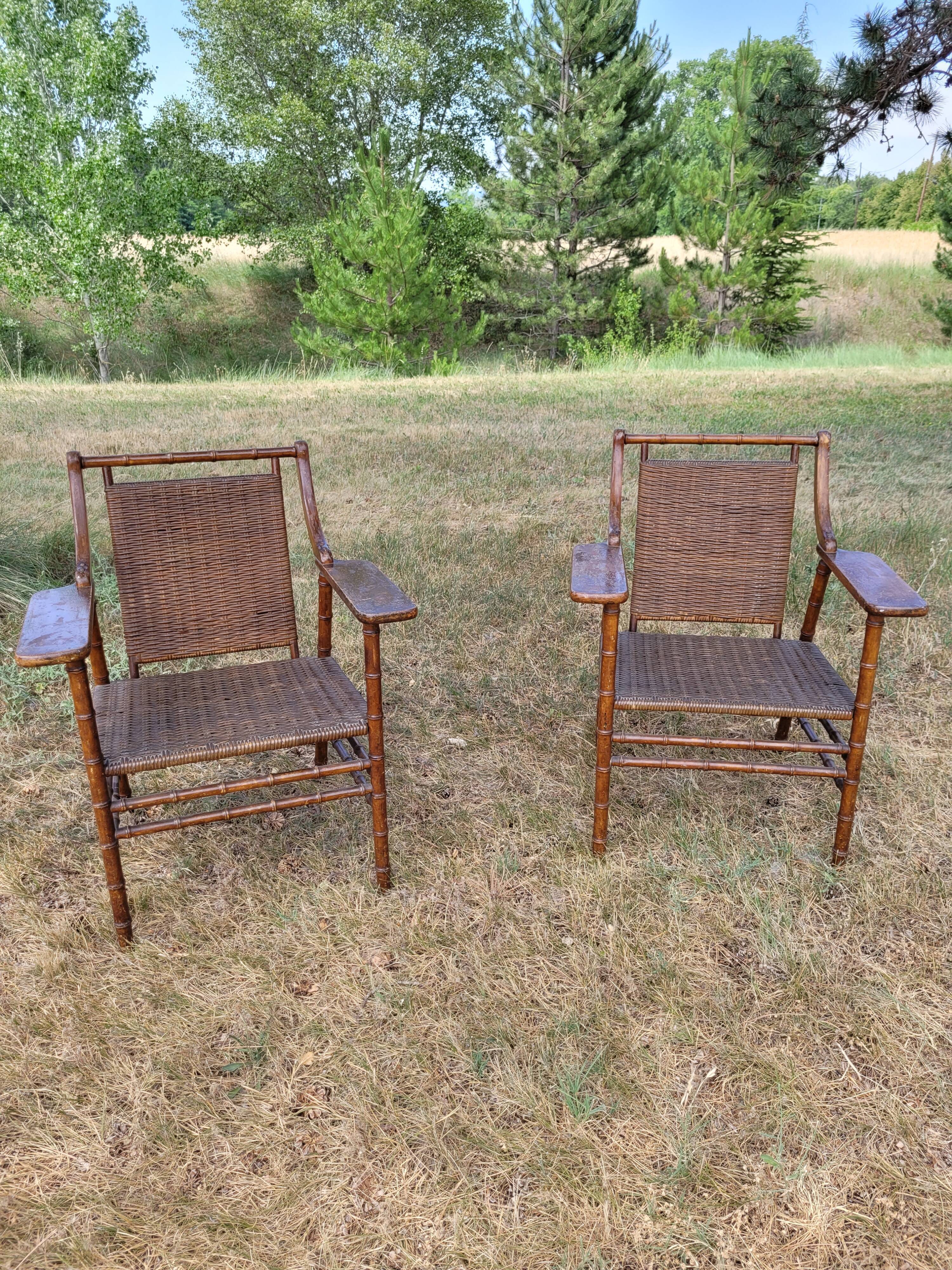 2 vintage rattan armchairs