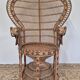 Fauteuil Emmanuelle "Peacock" vintage en rotin