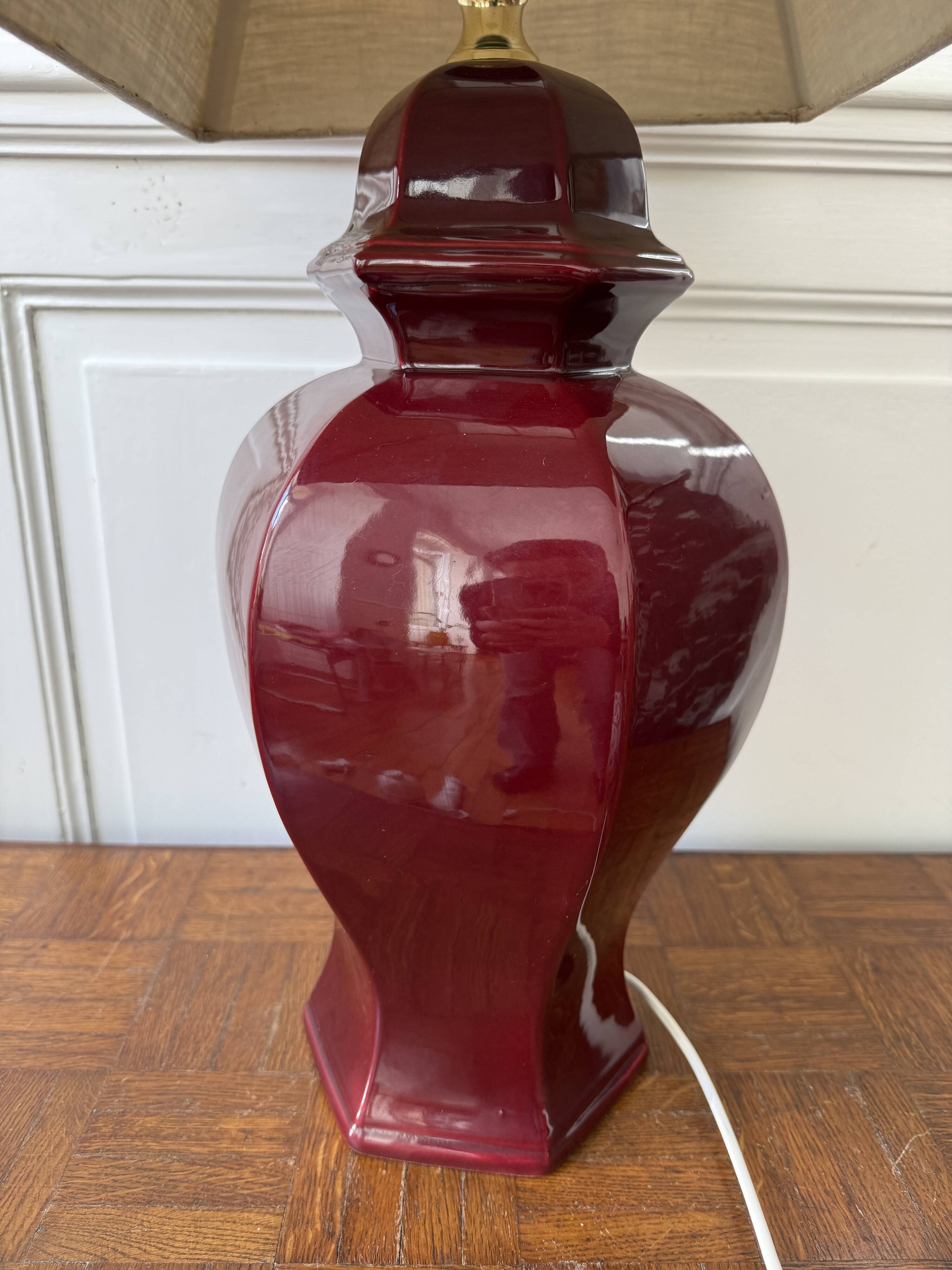 Large red ceramic lamp