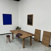 Large farm table from the 60s, in solid oak, with extensions